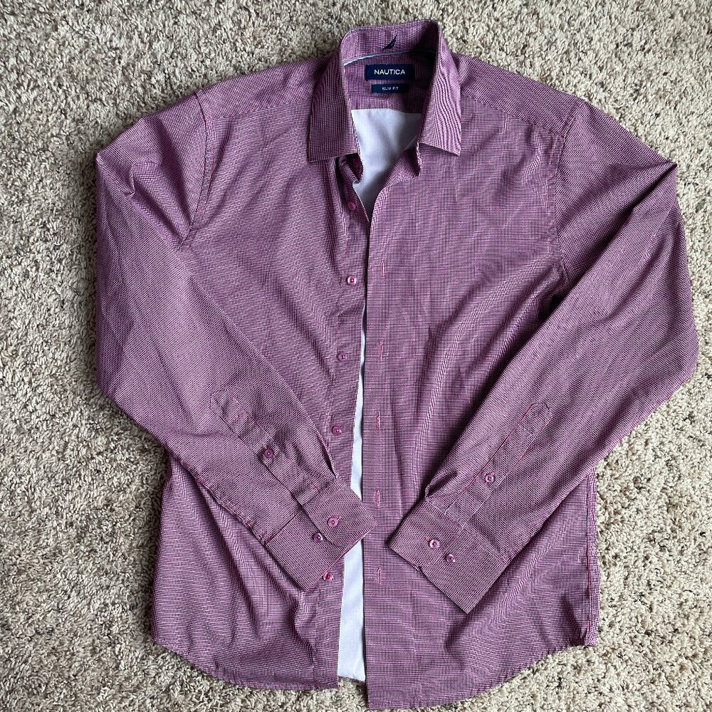 Nautica Slim Fit Checked Button-Up Shirt Size S